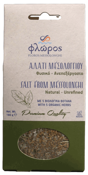 Φλώρος Αλάτι με 5 βιολογικά βότανα - Κουτάκι 180γρ